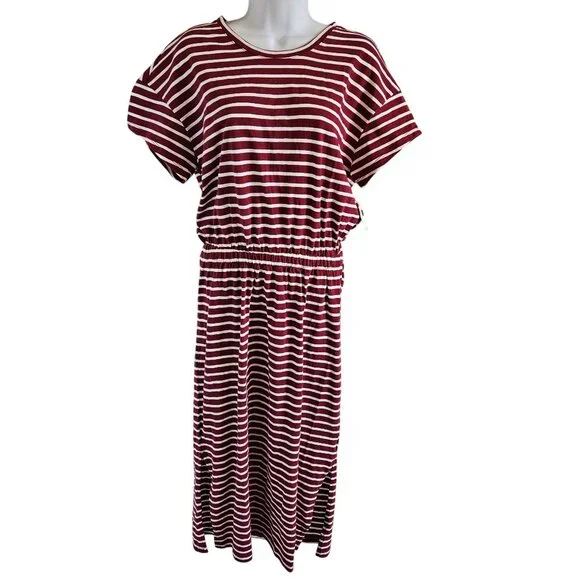 Old Navy | Dresses | Old Navy Woman Sz M Striped Tee Shirt Dress Open Back  Midi Length Casual Preppy